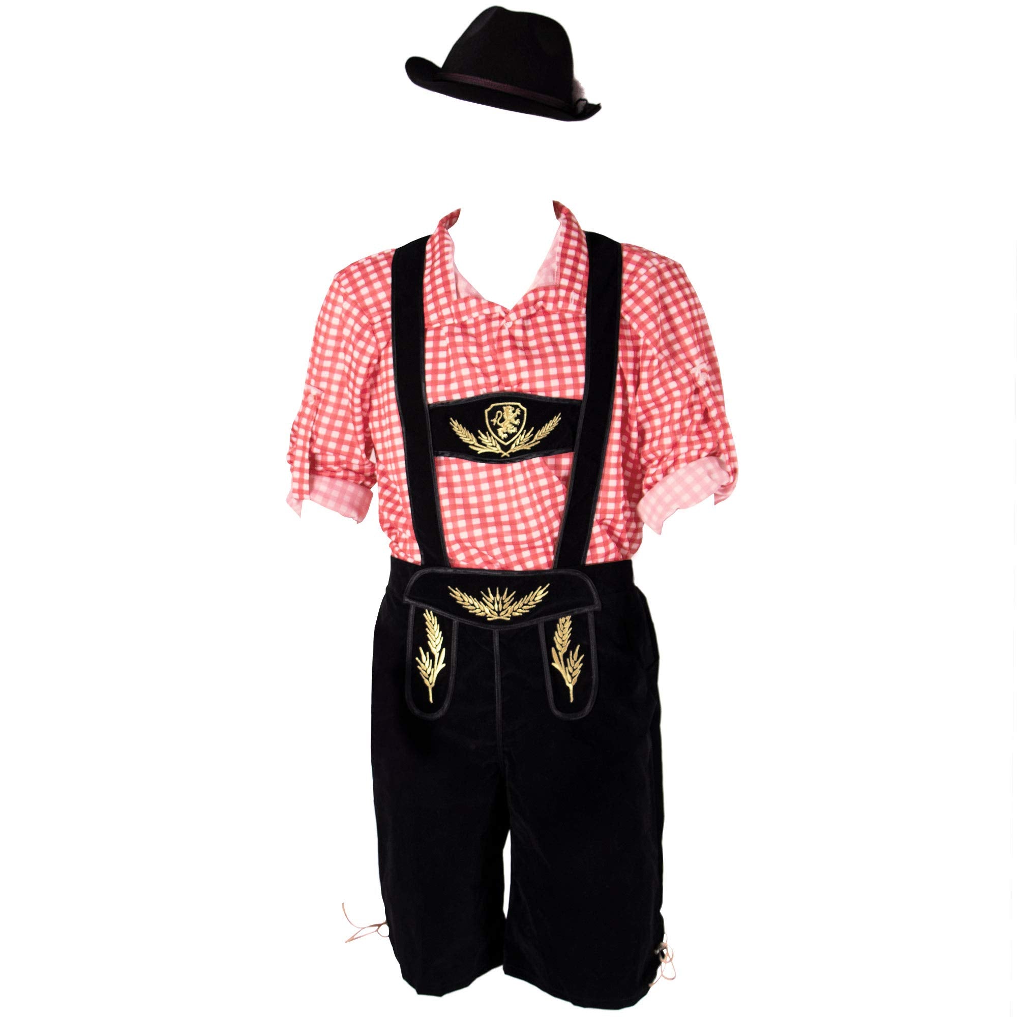 Oktoberfest Lederhosen, Red - Mens Halloween Costume