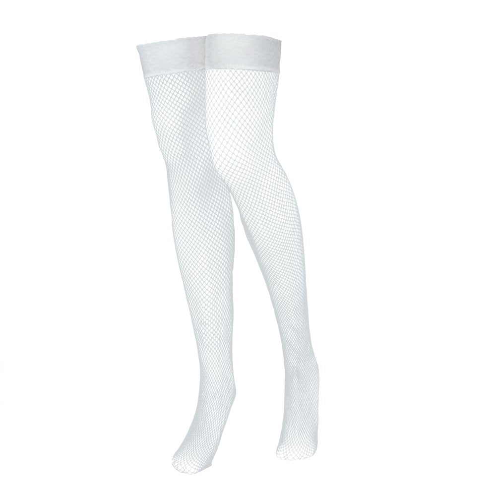 White Fishnet Thigh High Costume Tights