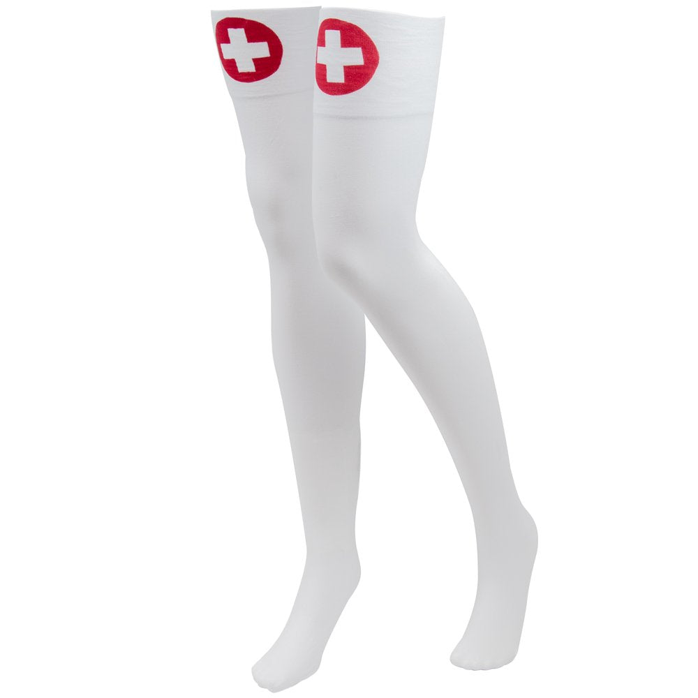 White Nurse Thigh High Costume Tights