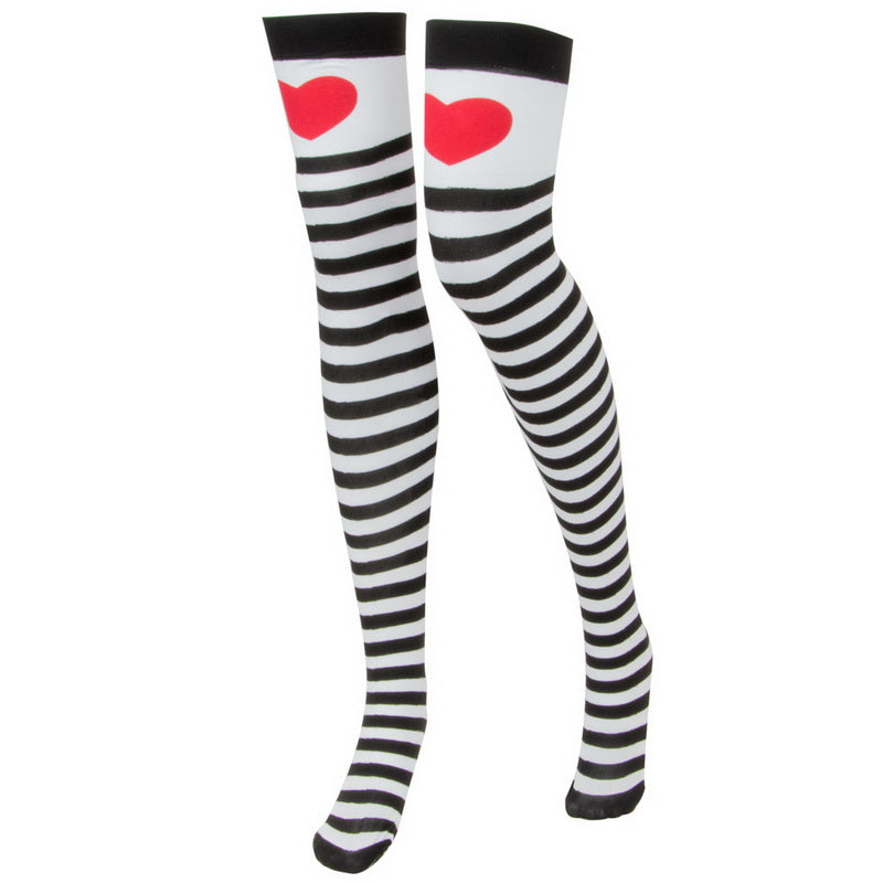 Striped Heart Thigh High Costume Tights