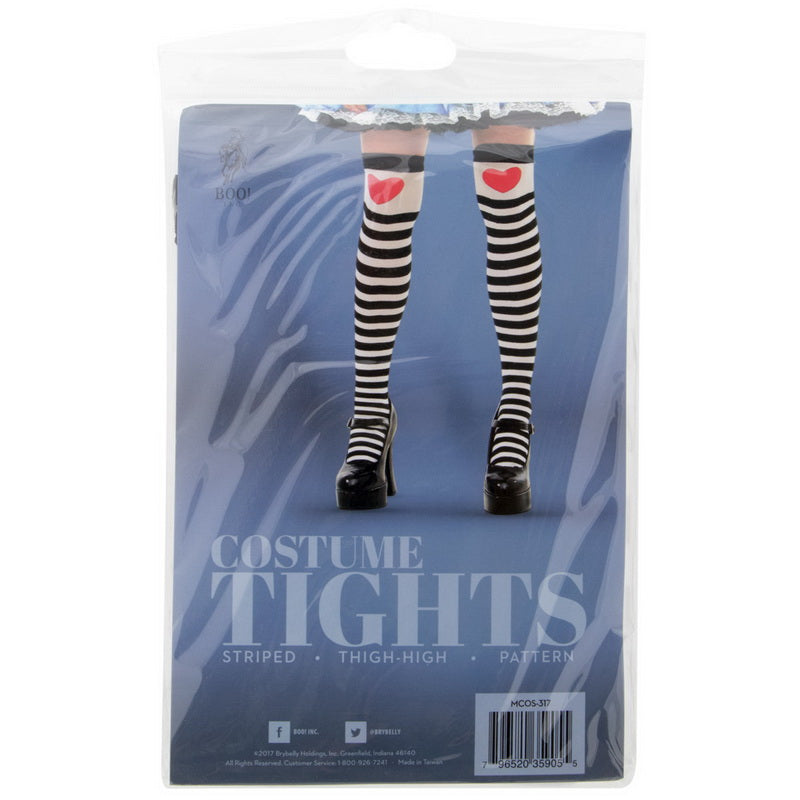 Striped Heart Thigh High Costume Tights