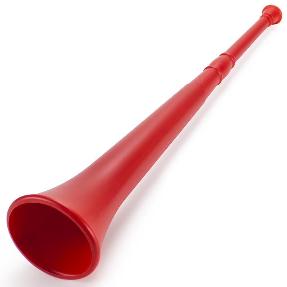 Red 26in Plastic Vuvuzela Stadium  Horn, Collapses to 14in