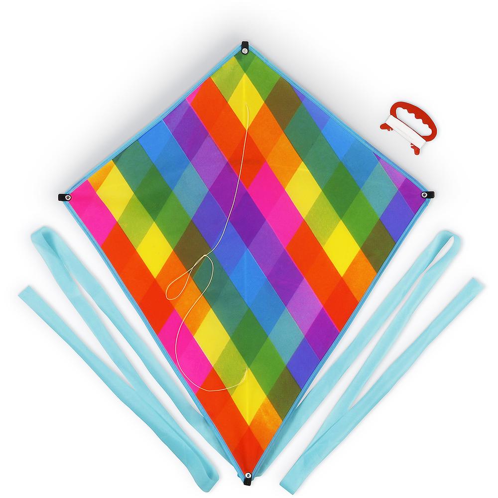 Rainbow Plaid Diamond Kite