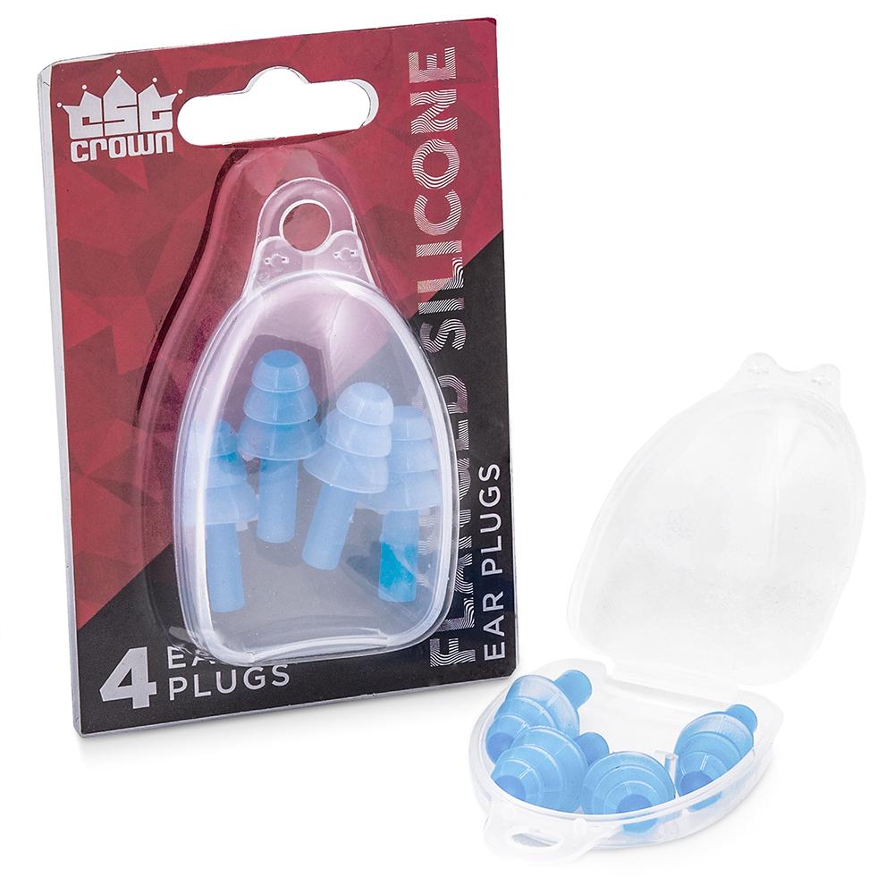 Blue Silicone Ear Plugs, 4-pack with Case