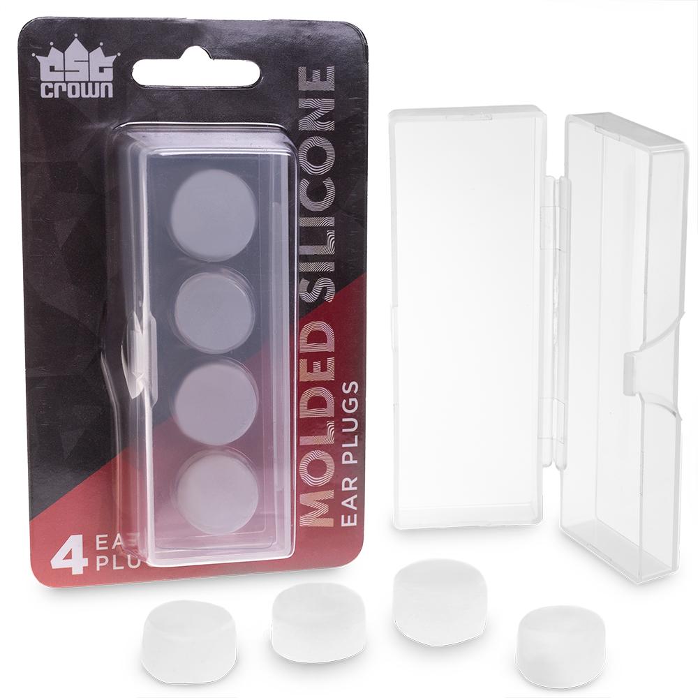 Molded Silicone Ear Plugs, 4-Pack with Case