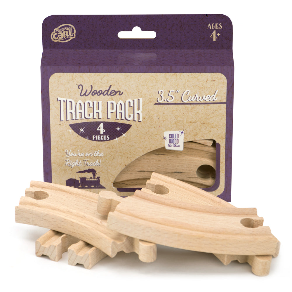 3.5' Curved Wooden Train Tracks, 4-pack