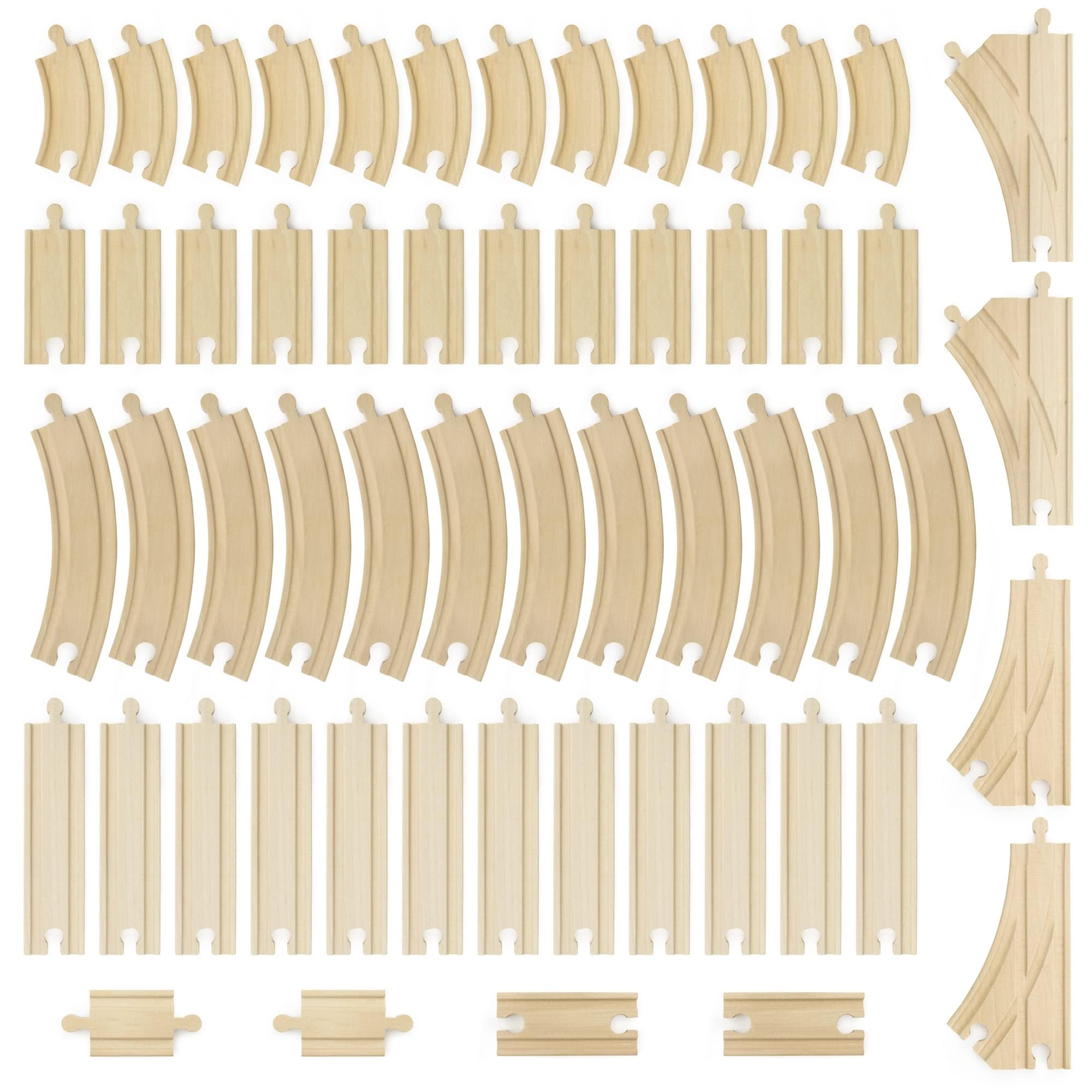 56-piece Bulk Value Wooden Train Track Pack