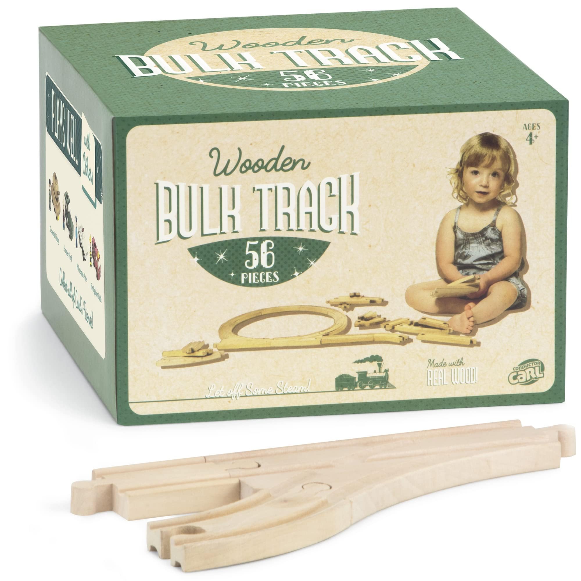 56-piece Bulk Value Wooden Train Track Pack