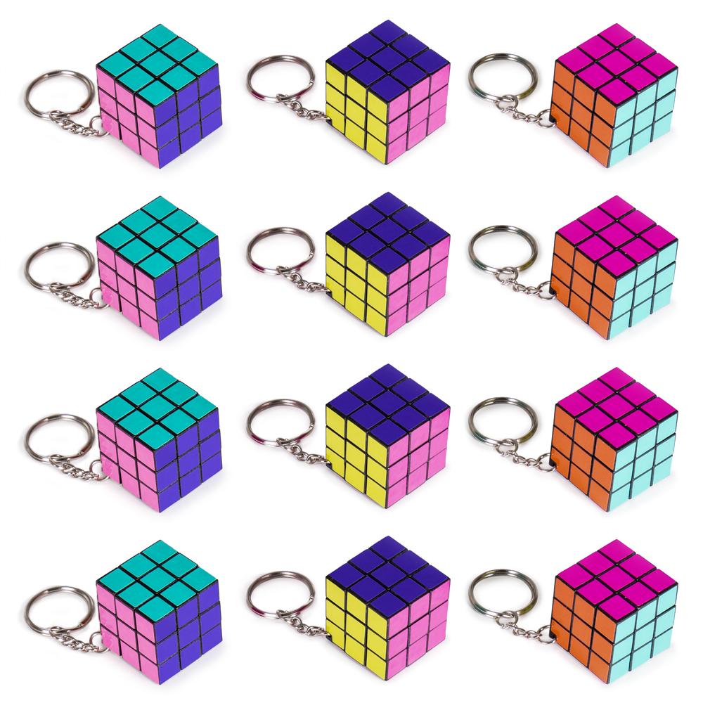 Mini Puzzle Cube Keychains, 12-pack