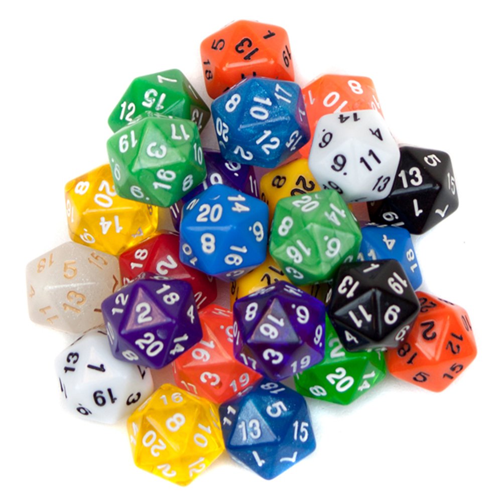 Wiz Dice Random d20 Polyhedral Dice (25-pack)