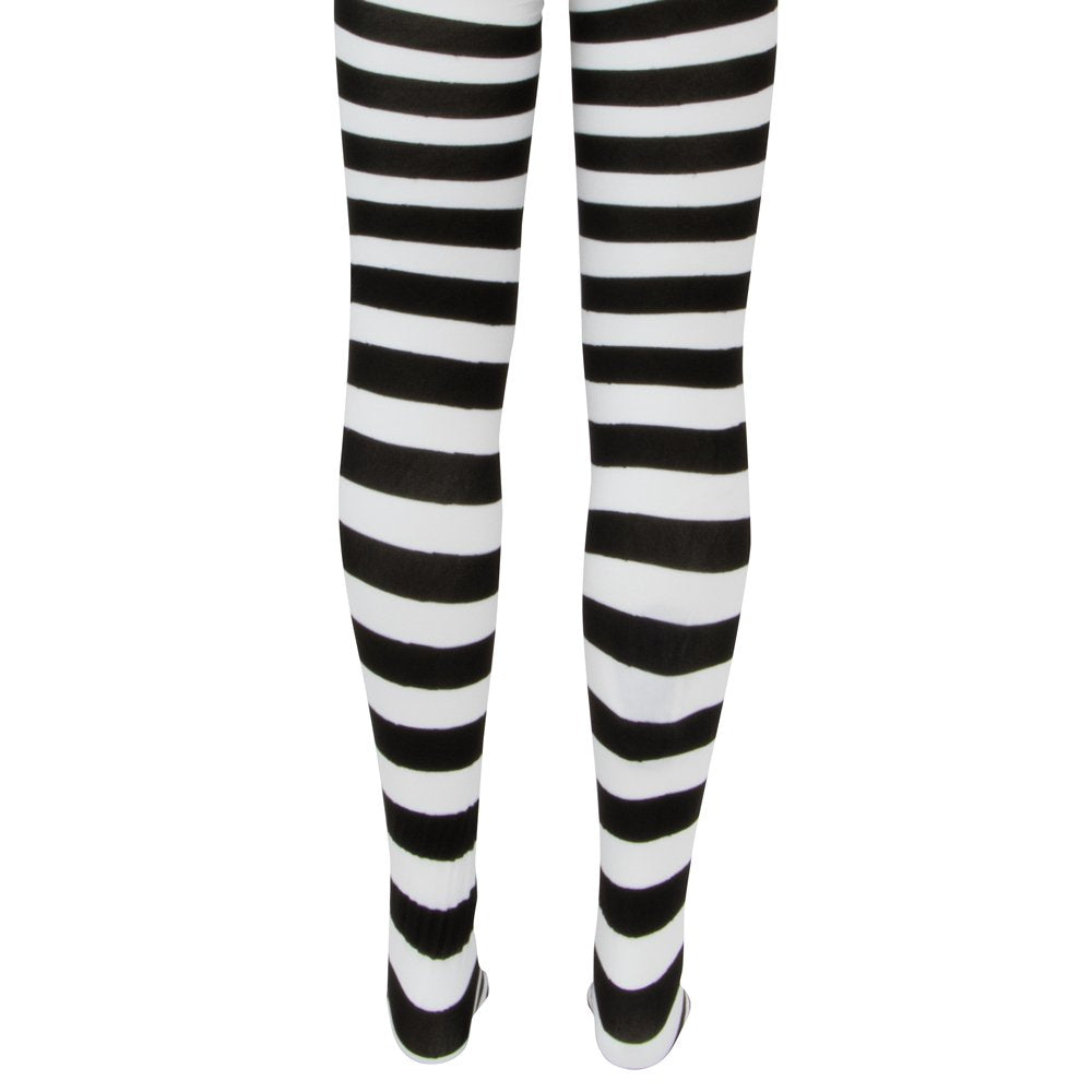 Children's Costume Tights, Black/White Stripe