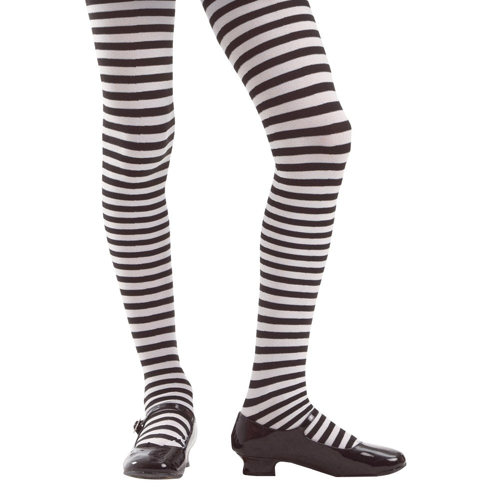 Children's Costume Tights, Black/White Stripe