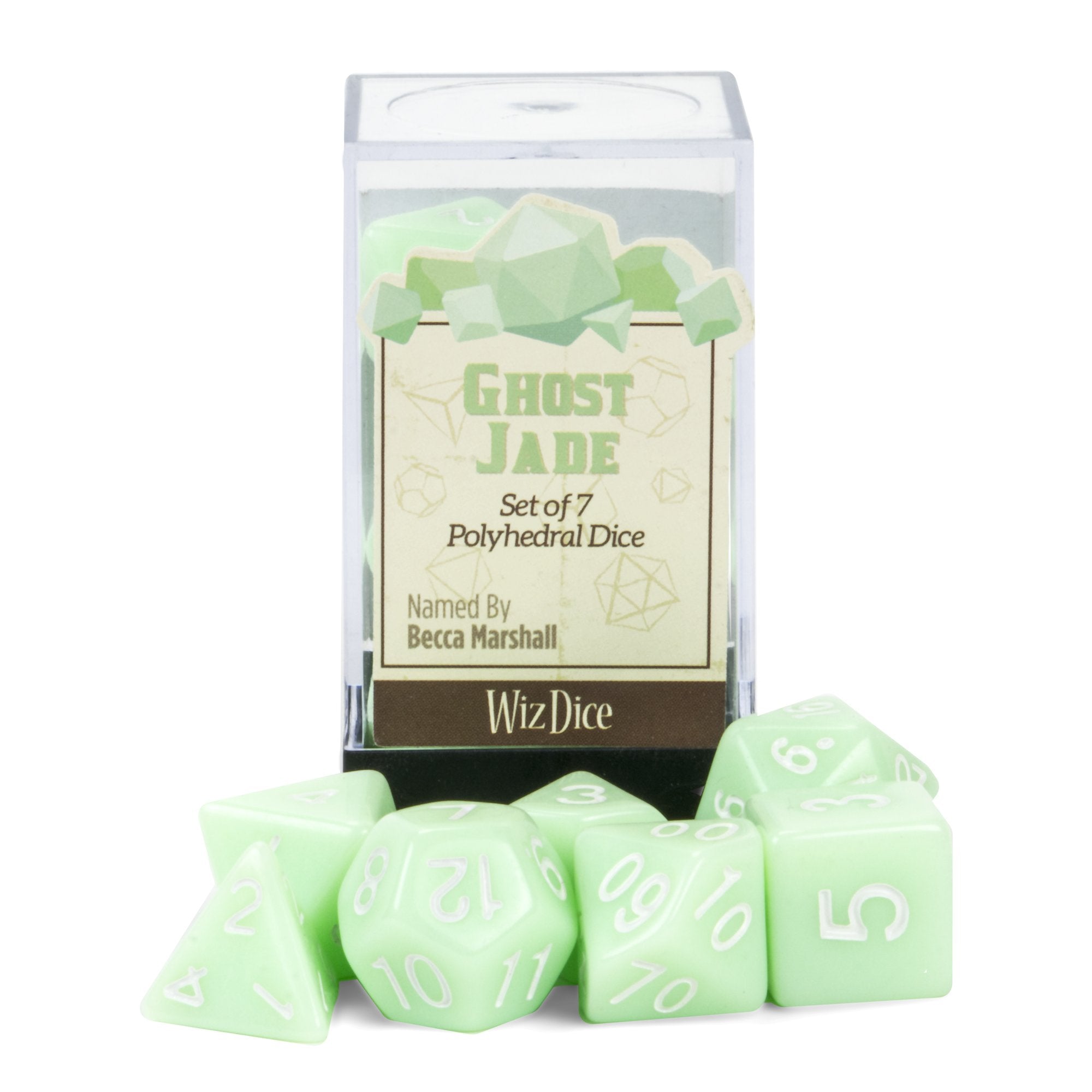 Wiz Dice Series III: Polyhedral Dice Set, Ghost Jade