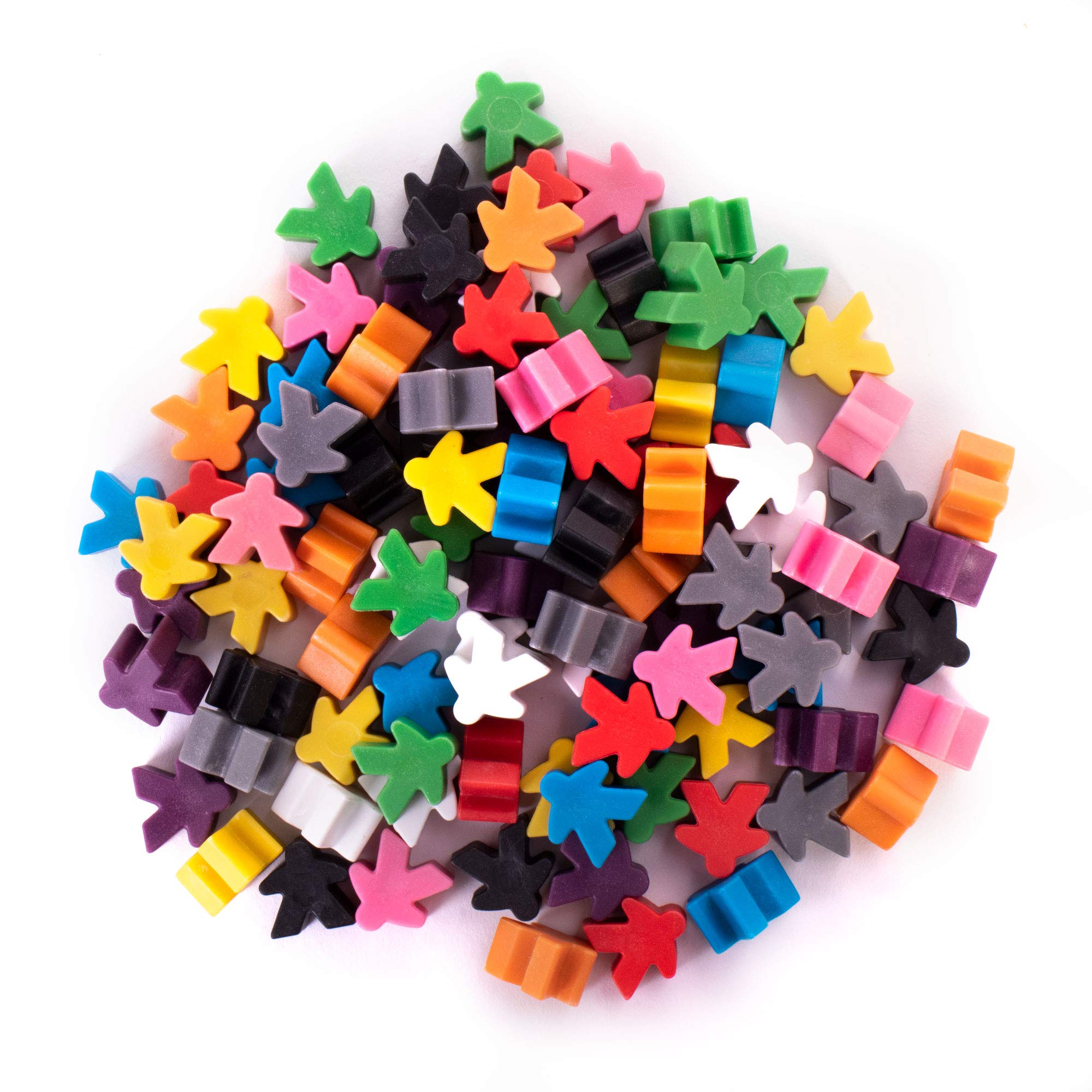 Plastic Meeples Board Game Pawns (100-pack) - 10 Color Assortment